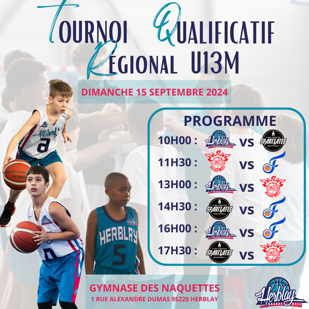 Flyer pour les matchs du TQR des U13M du HBBC